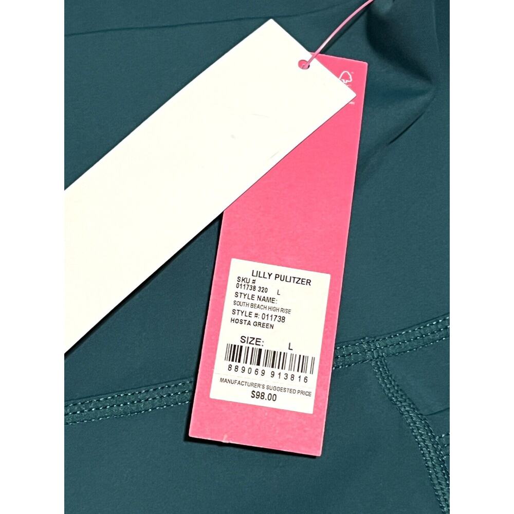 Lilly Pulitzer L High-rise Leggings South Beach Hosta Green LARGE 24” NWT - Picture 4 of 9